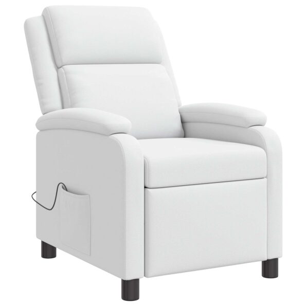 vidaXL Masážne relaxačné kreslo Biela Umelá koža – Obrázok 3
