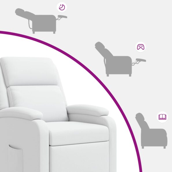 vidaXL Masážne relaxačné kreslo Biela Umelá koža – Obrázok 8