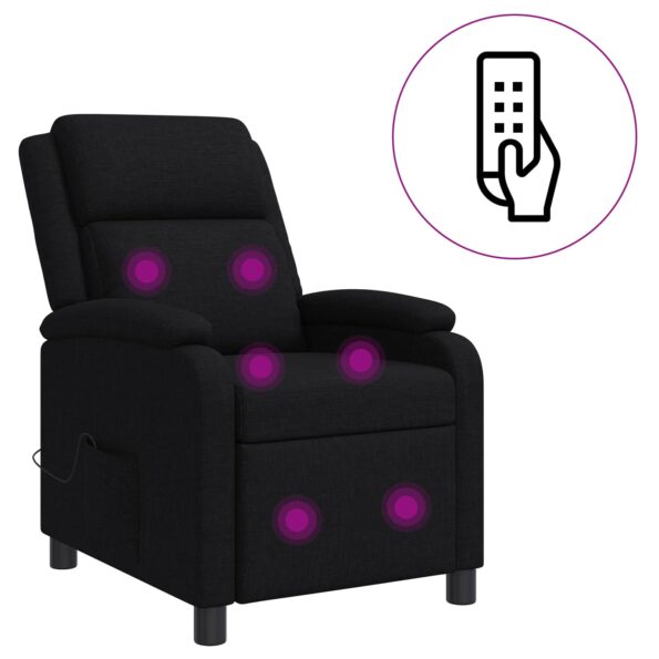 vidaXL Masážne relaxačné kreslo Čierna Látka – Obrázok 2
