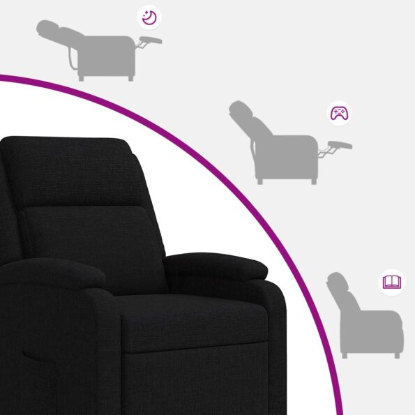 vidaXL Masážne relaxačné kreslo Čierna Látka – Obrázok 8