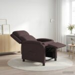 vidaXL Masážne relaxačné kreslo Tmavohnedá Látka – Obrázok 11