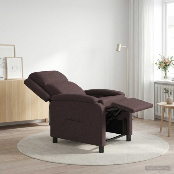 vidaXL Masážne relaxačné kreslo Tmavohnedá Látka – Obrázok 11
