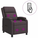vidaXL Masážne relaxačné kreslo Tmavohnedá Látka – Obrázok 2