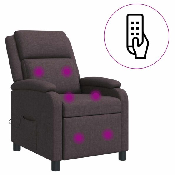 vidaXL Masážne relaxačné kreslo Tmavohnedá Látka – Obrázok 2