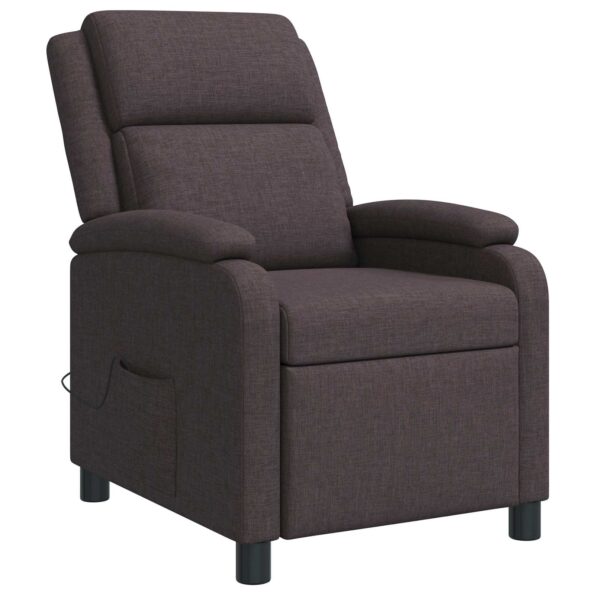 vidaXL Masážne relaxačné kreslo Tmavohnedá Látka – Obrázok 3