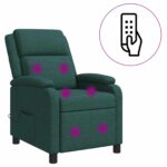 vidaXL Masážne relaxačné kreslo Tmavozelená Látka – Obrázok 2