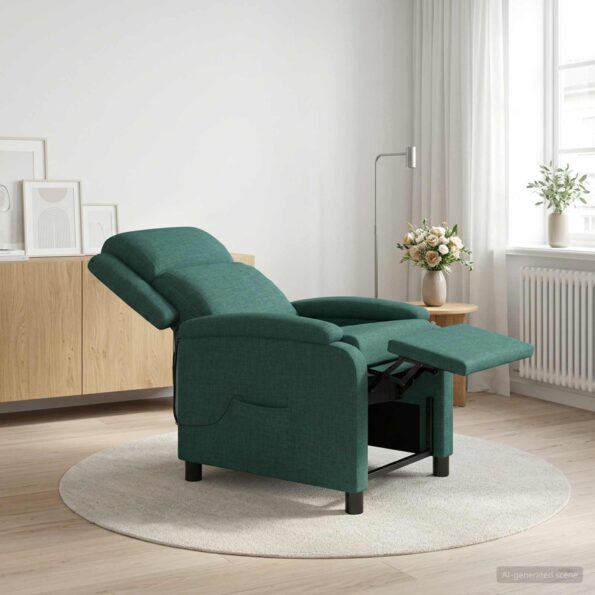 vidaXL Masážne relaxačné kreslo Tmavozelená Látka – Obrázok 12