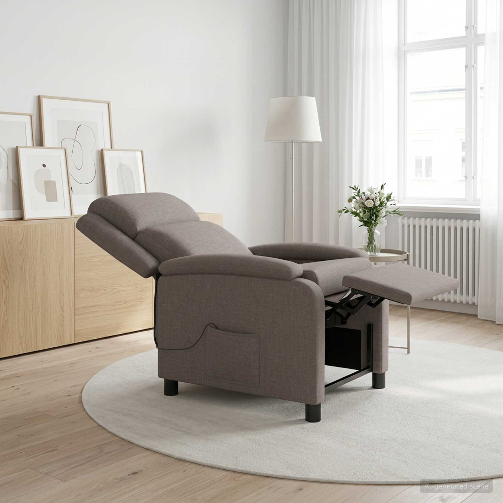 42034875_1.jpg vidaXL Masážne relaxačné kreslo Sivohnedá Látka – Obrázok 1