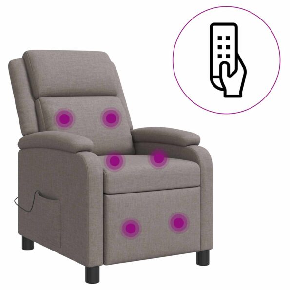 vidaXL Masážne relaxačné kreslo Sivohnedá Látka – Obrázok 2