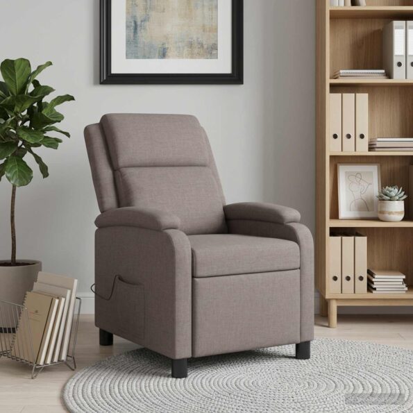 vidaXL Masážne relaxačné kreslo Sivohnedá Látka – Obrázok 4