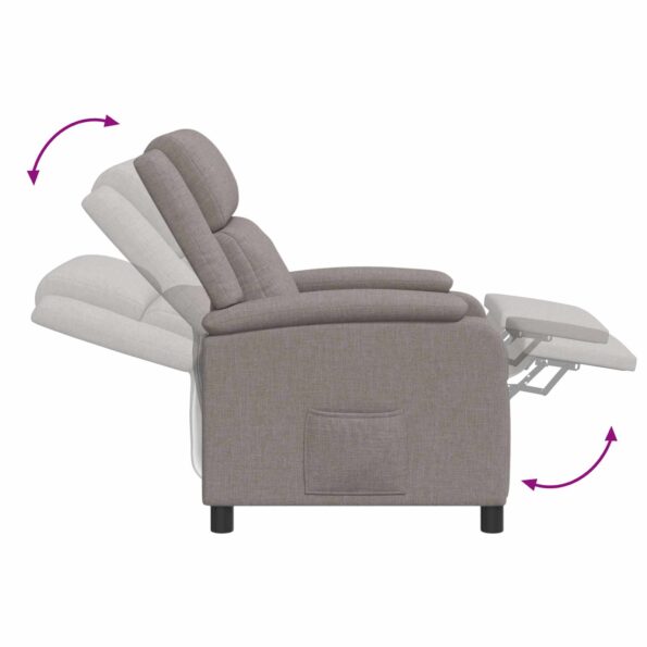 vidaXL Masážne relaxačné kreslo Sivohnedá Látka – Obrázok 7