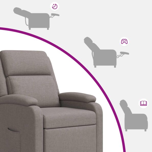 vidaXL Masážne relaxačné kreslo Sivohnedá Látka – Obrázok 8