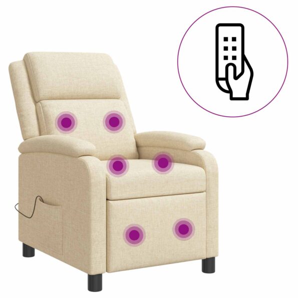vidaXL Masážne relaxačné kreslo Krémová Látka – Obrázok 2