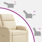 vidaXL Masážne relaxačné kreslo Krémová Látka – Obrázok 8