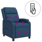 vidaXL Masážne relaxačné kreslo Modrá Látka – Obrázok 2