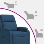 vidaXL Masážne relaxačné kreslo Modrá Látka – Obrázok 8