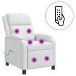 vidaXL Masážne relaxačné kreslo Biela Látka – Obrázok 2