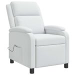 vidaXL Masážne relaxačné kreslo Biela Látka – Obrázok 3