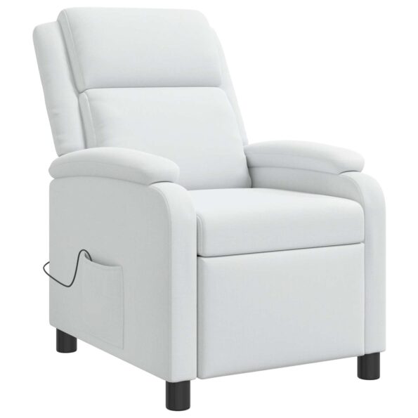 vidaXL Masážne relaxačné kreslo Biela Látka – Obrázok 3