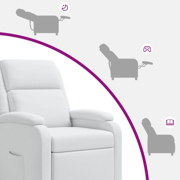 vidaXL Masážne relaxačné kreslo Biela Látka – Obrázok 8