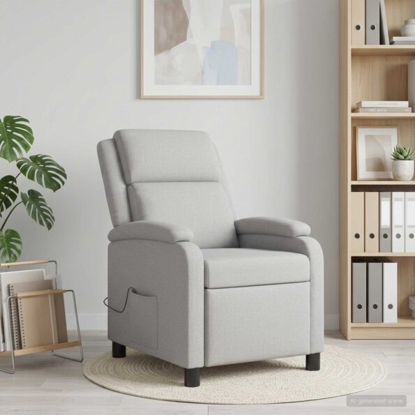 vidaXL Masážne relaxačné kreslo Oblá šedá Látka – Obrázok 11