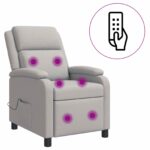 vidaXL Masážne relaxačné kreslo Oblá šedá Látka – Obrázok 2