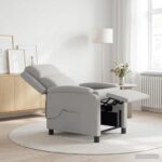 vidaXL Masážne relaxačné kreslo Oblá šedá Látka – Obrázok 4