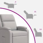 vidaXL Masážne relaxačné kreslo Oblá šedá Látka – Obrázok 8