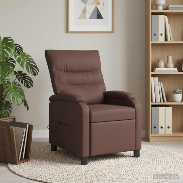vidaXL Masážne relaxačné kreslo Hnedá Umelá koža – Obrázok 11