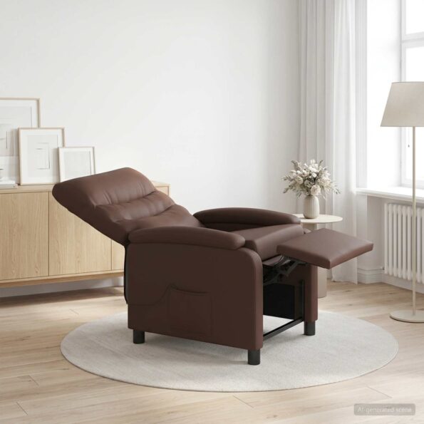 vidaXL Masážne relaxačné kreslo Hnedá Umelá koža – Obrázok 4