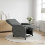 vidaXL Masážne relaxačné kreslo Tmavosivá Látka – Obrázok 11