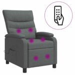 vidaXL Masážne relaxačné kreslo Tmavosivá Látka – Obrázok 2