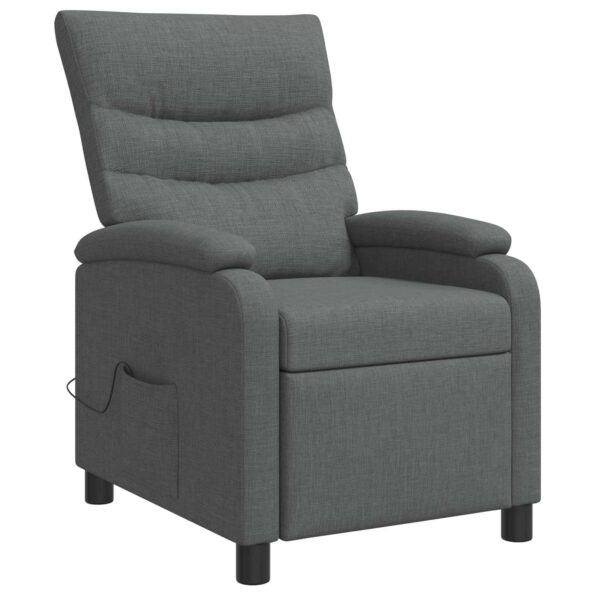 vidaXL Masážne relaxačné kreslo Tmavosivá Látka – Obrázok 3