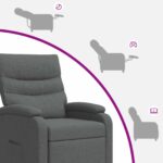 vidaXL Masážne relaxačné kreslo Tmavosivá Látka – Obrázok 8