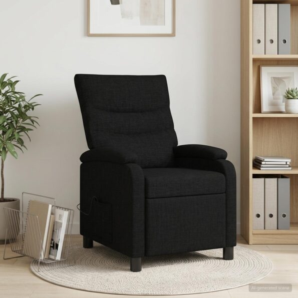 vidaXL Masážne relaxačné kreslo Čierna Látka – Obrázok 11