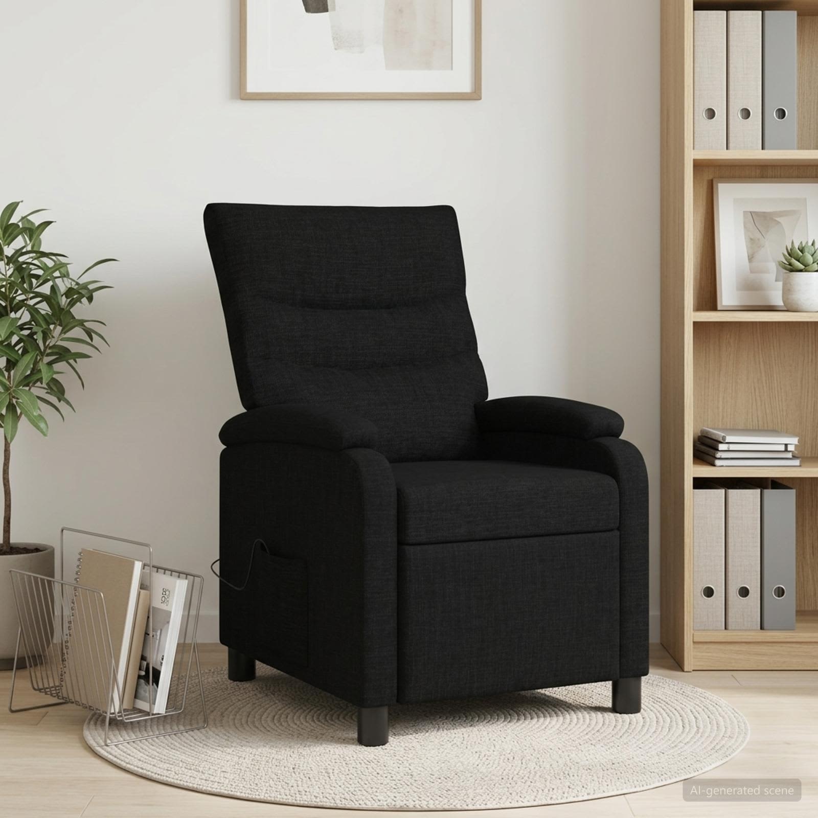 42034911_1.jpg vidaXL Masážne relaxačné kreslo Čierna Látka – Obrázok 1