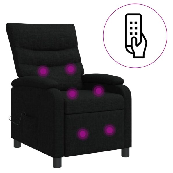 vidaXL Masážne relaxačné kreslo Čierna Látka – Obrázok 2