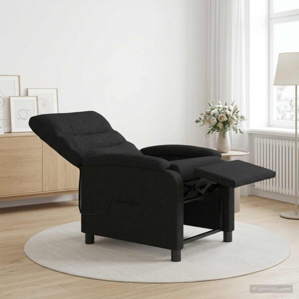 vidaXL Masážne relaxačné kreslo Čierna Látka – Obrázok 4