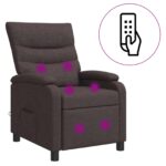 vidaXL Masážne relaxačné kreslo Tmavohnedá Látka – Obrázok 2