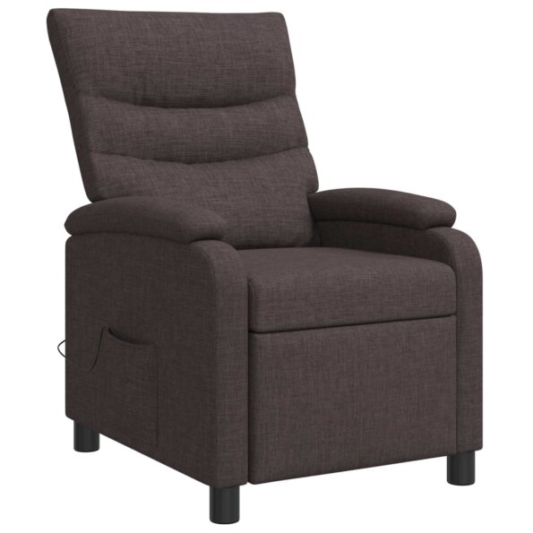 vidaXL Masážne relaxačné kreslo Tmavohnedá Látka – Obrázok 3