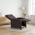 vidaXL Masážne relaxačné kreslo Tmavohnedá Látka – Obrázok 4