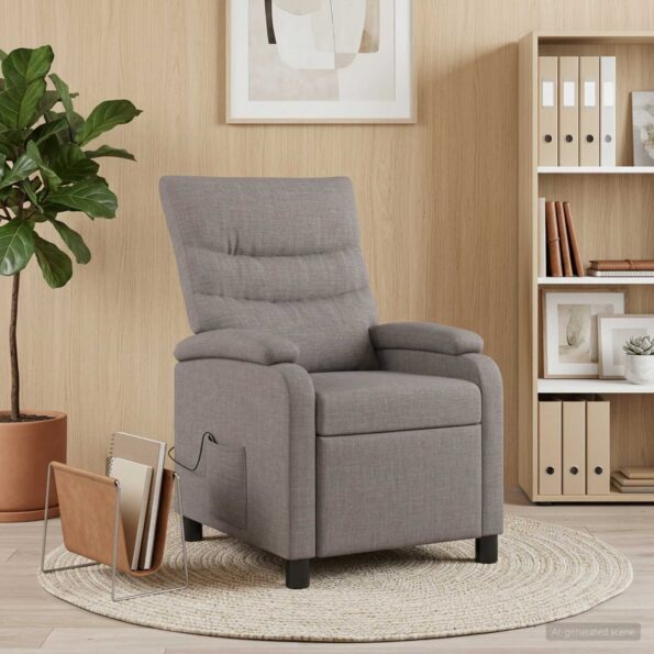 vidaXL Masážne relaxačné kreslo Sivohnedá Látka – Obrázok 11