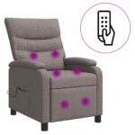 vidaXL Masážne relaxačné kreslo Sivohnedá Látka – Obrázok 2