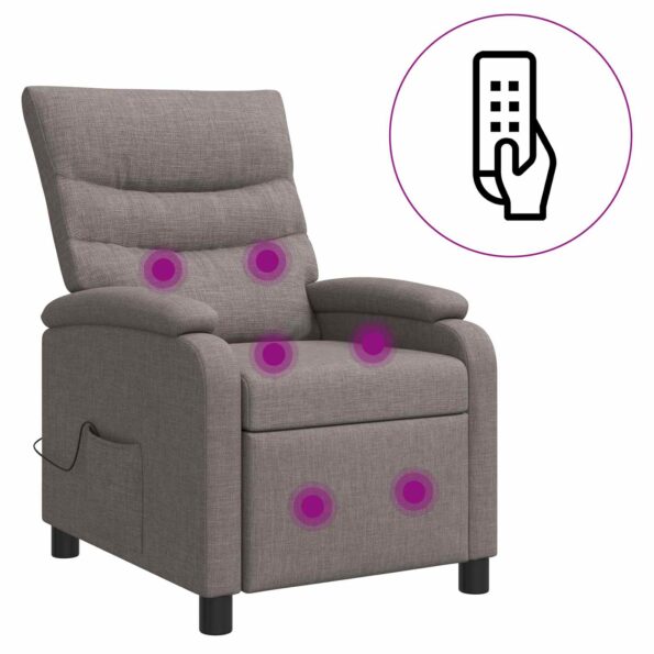 vidaXL Masážne relaxačné kreslo Sivohnedá Látka – Obrázok 2