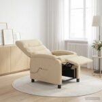 vidaXL Masážne relaxačné kreslo Krémová Látka