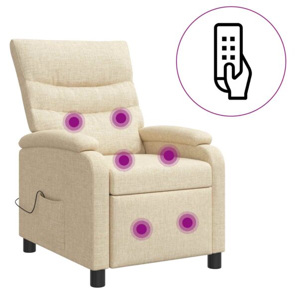 vidaXL Masážne relaxačné kreslo Krémová Látka – Obrázok 2