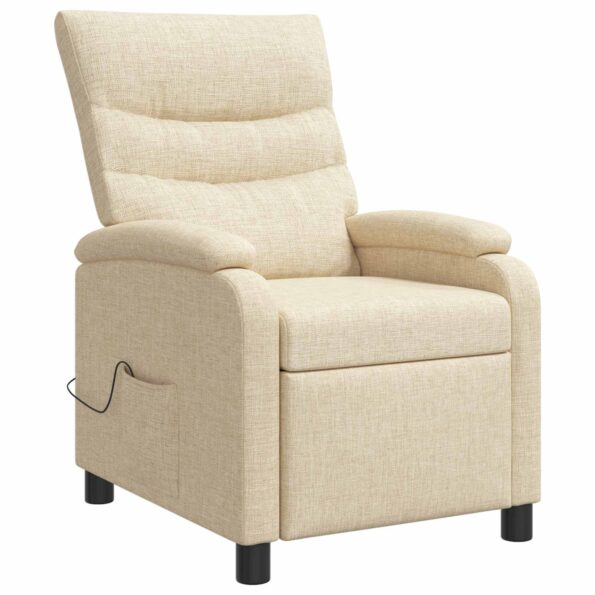 vidaXL Masážne relaxačné kreslo Krémová Látka – Obrázok 3