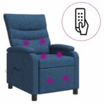 vidaXL Masážne relaxačné kreslo Modrá Látka – Obrázok 2