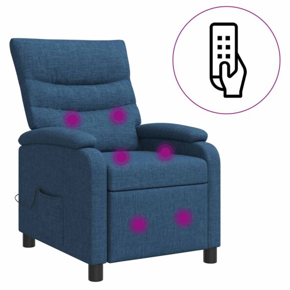 vidaXL Masážne relaxačné kreslo Modrá Látka – Obrázok 2