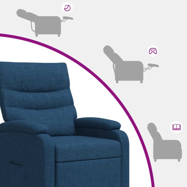 vidaXL Masážne relaxačné kreslo Modrá Látka – Obrázok 8